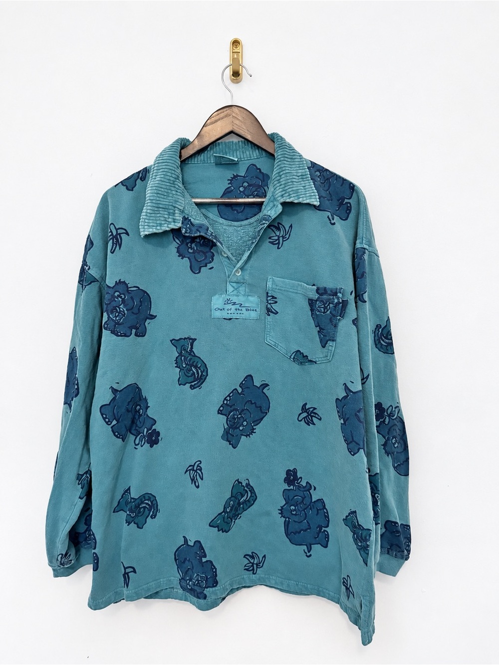 Out of the Blue Knysna Safari Animal Rugby Polo 90s Style Teal Small